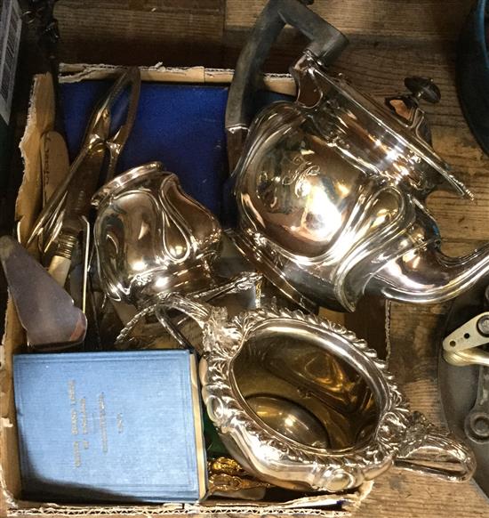 Mixed silver plate, coins, etc